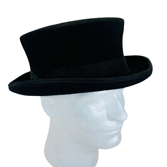 Other - Vintage Equestrian Hunt Top Hat Wool Felt Riding Hat Rear Bow England Victorian